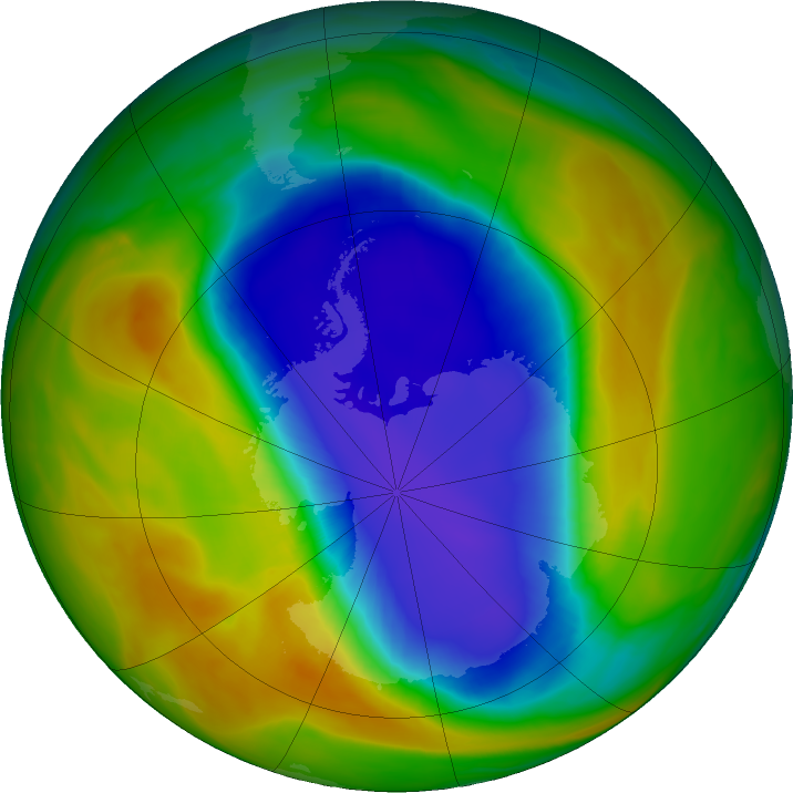 Antarctic ozone map for 14 October 2017